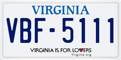 VA license plate VBF5111