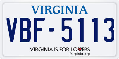 VA license plate VBF5113