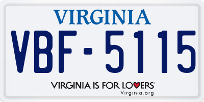 VA license plate VBF5115