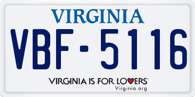 VA license plate VBF5116