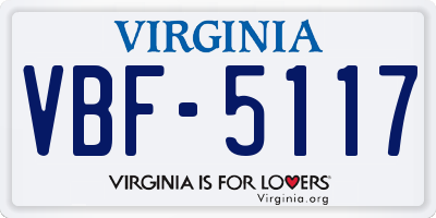 VA license plate VBF5117