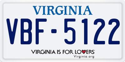 VA license plate VBF5122