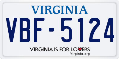 VA license plate VBF5124