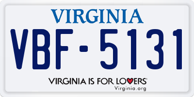 VA license plate VBF5131