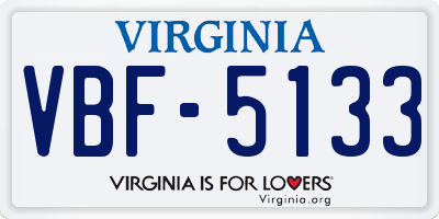VA license plate VBF5133