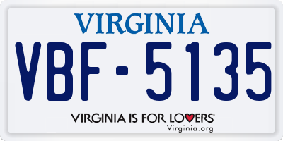 VA license plate VBF5135