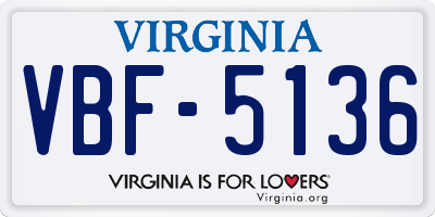 VA license plate VBF5136