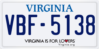 VA license plate VBF5138
