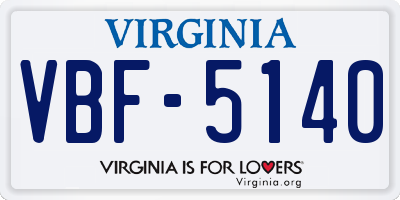 VA license plate VBF5140