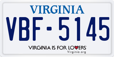 VA license plate VBF5145