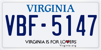 VA license plate VBF5147