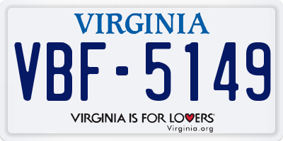 VA license plate VBF5149