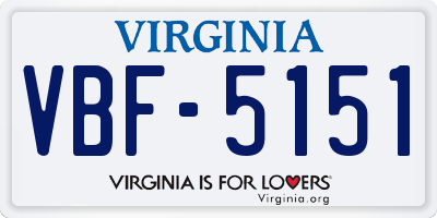 VA license plate VBF5151