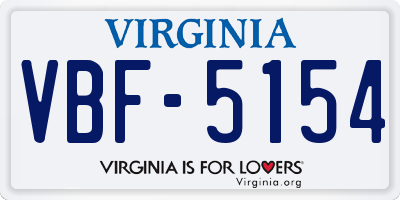 VA license plate VBF5154