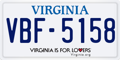 VA license plate VBF5158