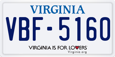 VA license plate VBF5160