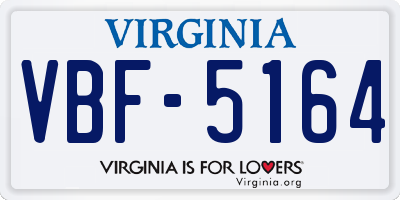 VA license plate VBF5164