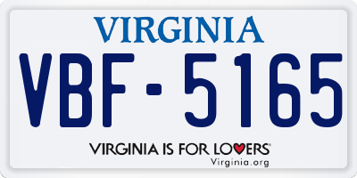 VA license plate VBF5165