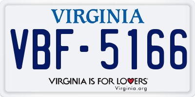 VA license plate VBF5166