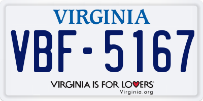 VA license plate VBF5167