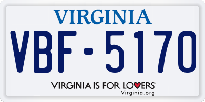 VA license plate VBF5170