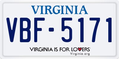 VA license plate VBF5171