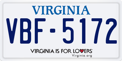 VA license plate VBF5172