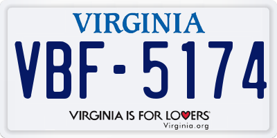 VA license plate VBF5174