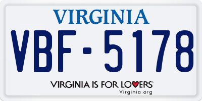 VA license plate VBF5178