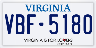 VA license plate VBF5180