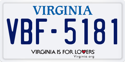 VA license plate VBF5181