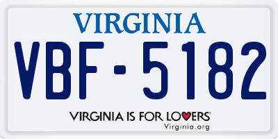 VA license plate VBF5182