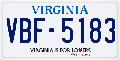 VA license plate VBF5183