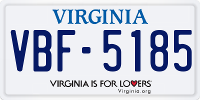 VA license plate VBF5185