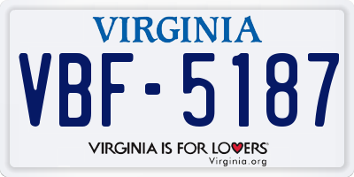 VA license plate VBF5187