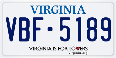 VA license plate VBF5189