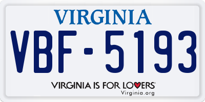 VA license plate VBF5193
