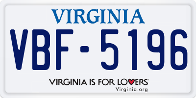 VA license plate VBF5196
