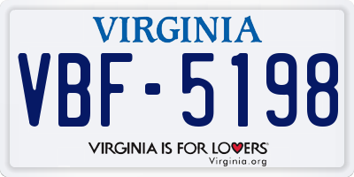 VA license plate VBF5198