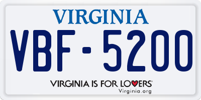 VA license plate VBF5200