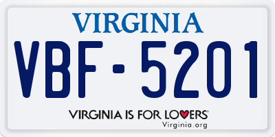VA license plate VBF5201