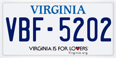 VA license plate VBF5202