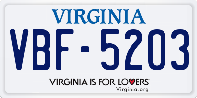 VA license plate VBF5203