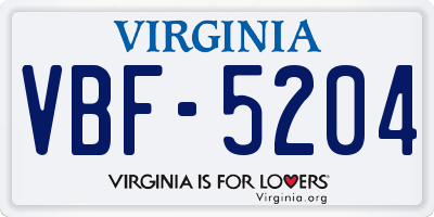 VA license plate VBF5204
