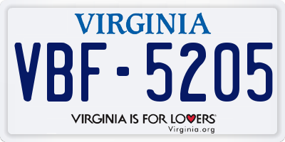 VA license plate VBF5205