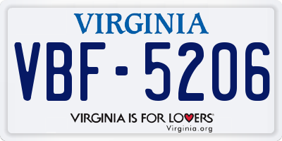 VA license plate VBF5206