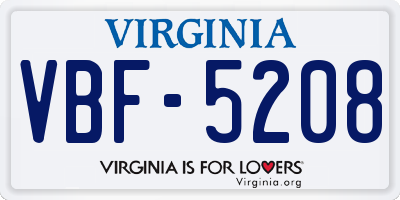 VA license plate VBF5208