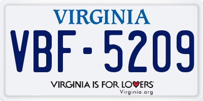 VA license plate VBF5209