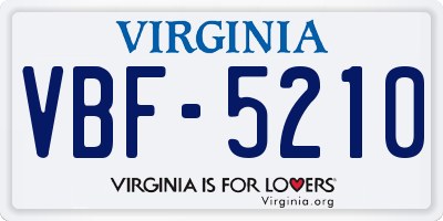 VA license plate VBF5210