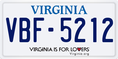 VA license plate VBF5212